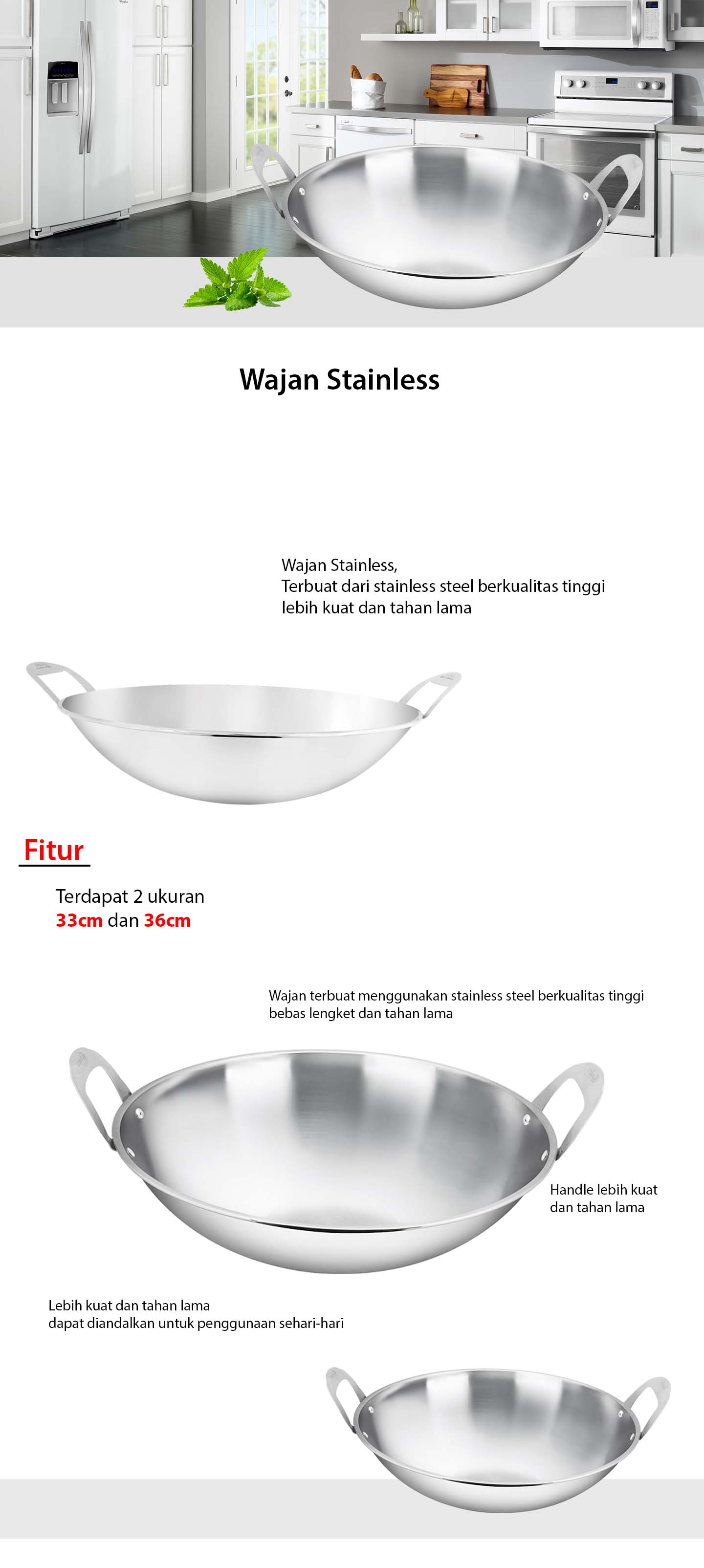 Wajan Stainless Handle